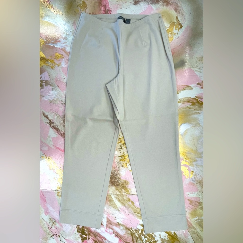 Chico’s Additions light tan stretch straight leg pull on ankle pants 1.5/M